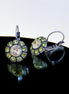 NINA crystal floral drop earrings,citrus green,antique silver