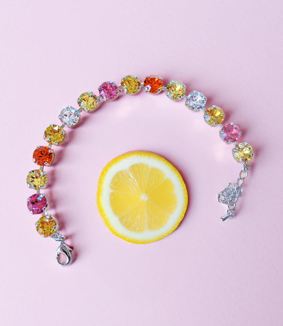 LEMON SUNDAE Austrian crystal tennis bracelet multicolour,rhodium silver
