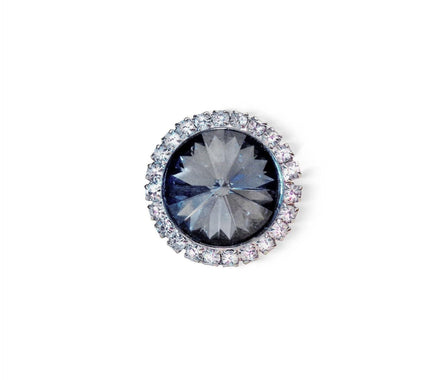 Crystal  halo round finger  ring  silver night,rhodium silver