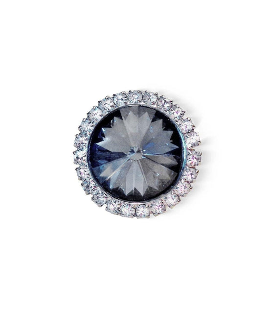 Crystal  halo round finger  ring  silver night,rhodium silver