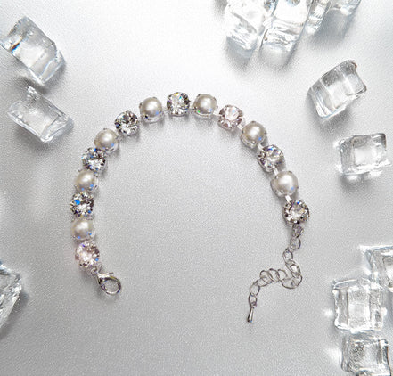 CLEAR GLAMOUR Crystal tennis bracelet white,clear,rhodium silver