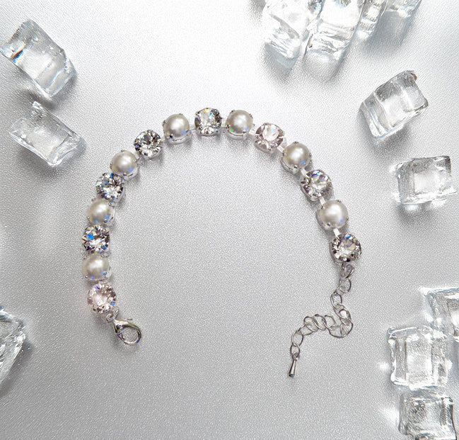 CLEAR GLAMOUR Crystal tennis bracelet white,clear,rhodium silver