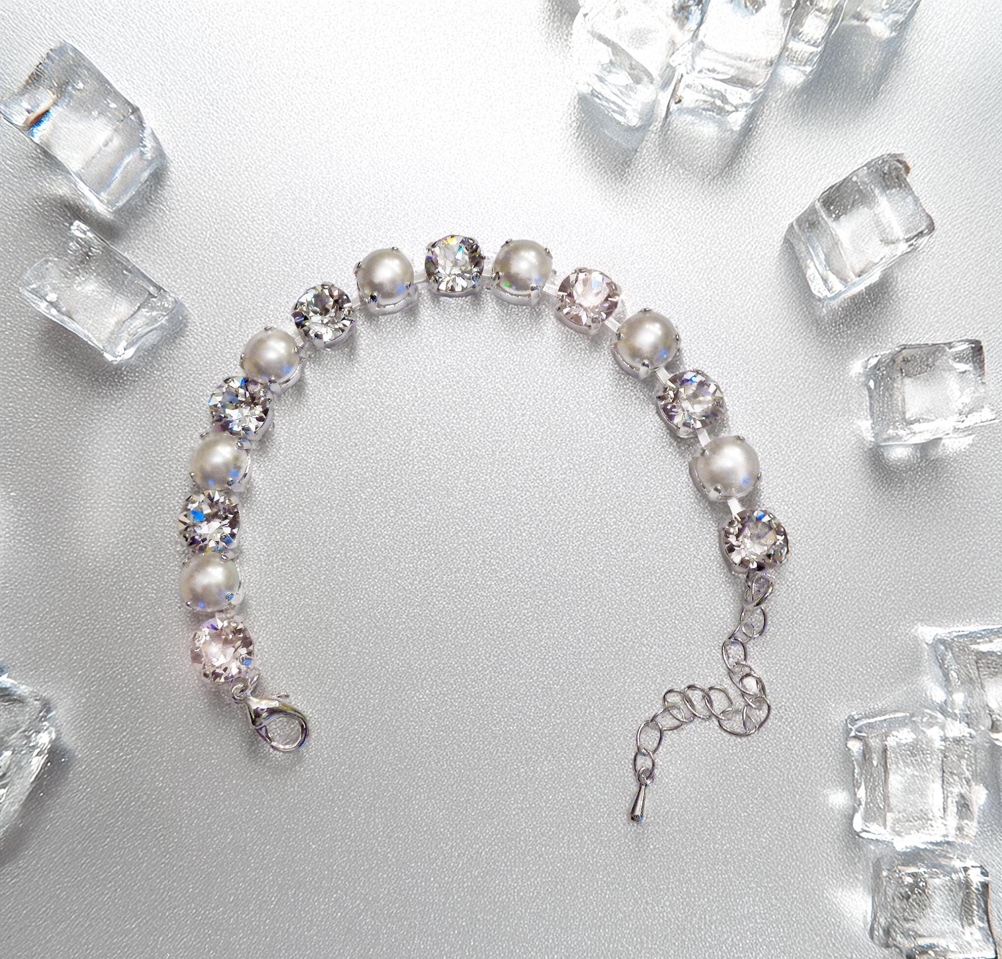 CLEAR GLAMOUR Crystal tennis bracelet white,clear,rhodium silver