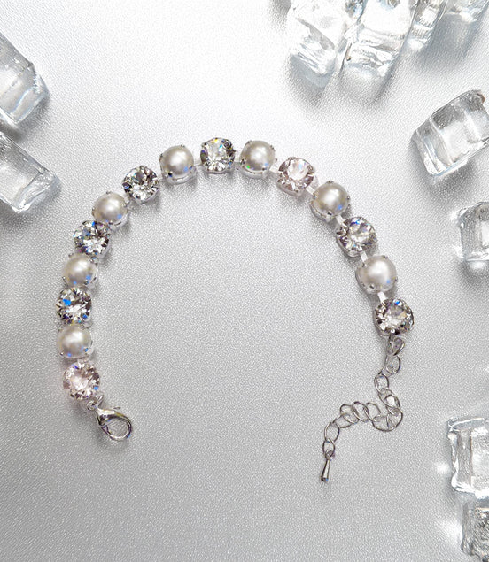 CLEAR GLAMOUR Crystal tennis bracelet white,clear,rhodium silver