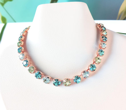 POOL PARTY crystal necklace alight blue,green,rose gold