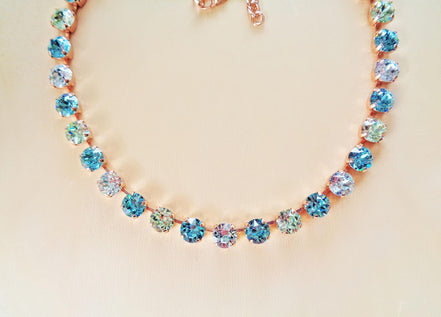 POOL PARTY crystal necklace alight blue,green,rose gold