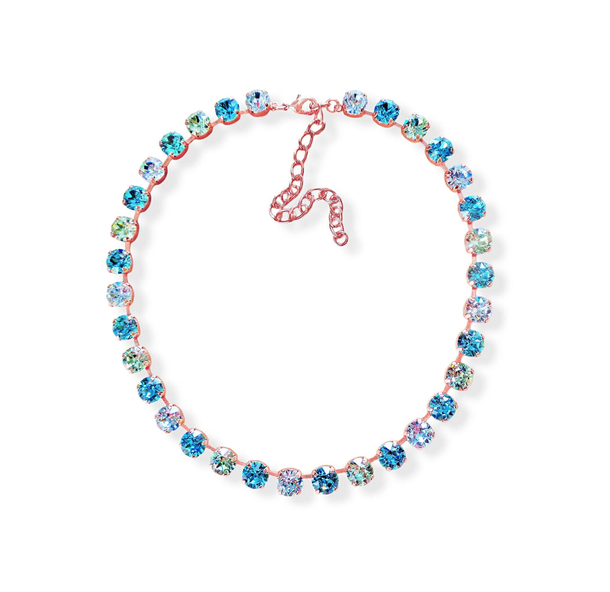 POOL PARTY crystal necklace alight blue,green,rose gold