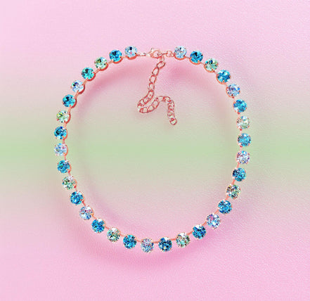 POOL PARTY crystal necklace alight blue,green,rose gold