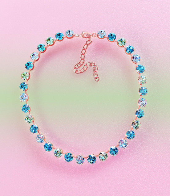 POOL PARTY crystal necklace alight blue,green,rose gold