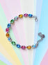 Austrian crystal oval stones  tennis style bracelet multicolour,rhodium silver
