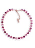 EVERETTE crystal tennis necklace pink and fuchsia  ,rose gold