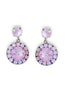 Crystal stud and drop halo earrings,soft,pink opal