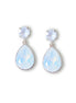 Crystal pear drop earrings,white opal ,silver plated