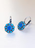 OPAL crystal floral drop earrings, dark blue opal,antique silver