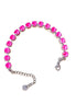 Austrian crystal  tennis bracelet electric pink,rhodium silver