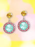 Crystal  stud and drop halo earrings,soft mint,light topaz