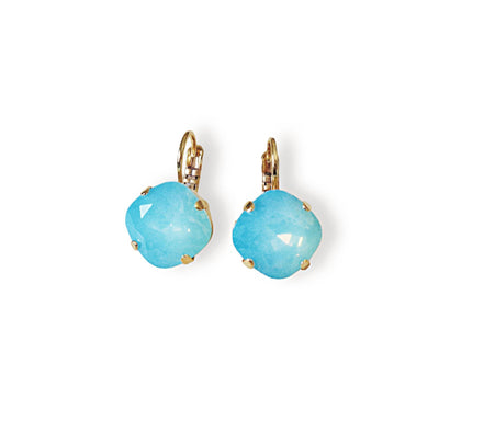 Crystal square drop earrings pacifi opal,gold plated