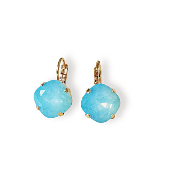 Crystal square drop earrings pacifi opal,gold plated