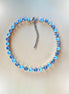 SOMETHING BLUE crystal  tennis style necklace, light blue,rhodium silver