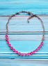 Crystal chain necklace  electric pink,rhodium silver