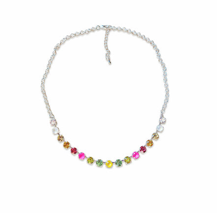 Austrian crystal chain necklace or bracelet ,multicolour, bright silver