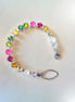 Austrian crystal chain necklace or bracelet ,multicolour, bright silver
