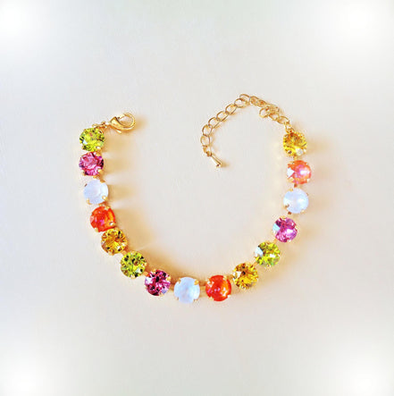 ZOE Austrian crystal tennis style bracelet multicolour,18k gold plated