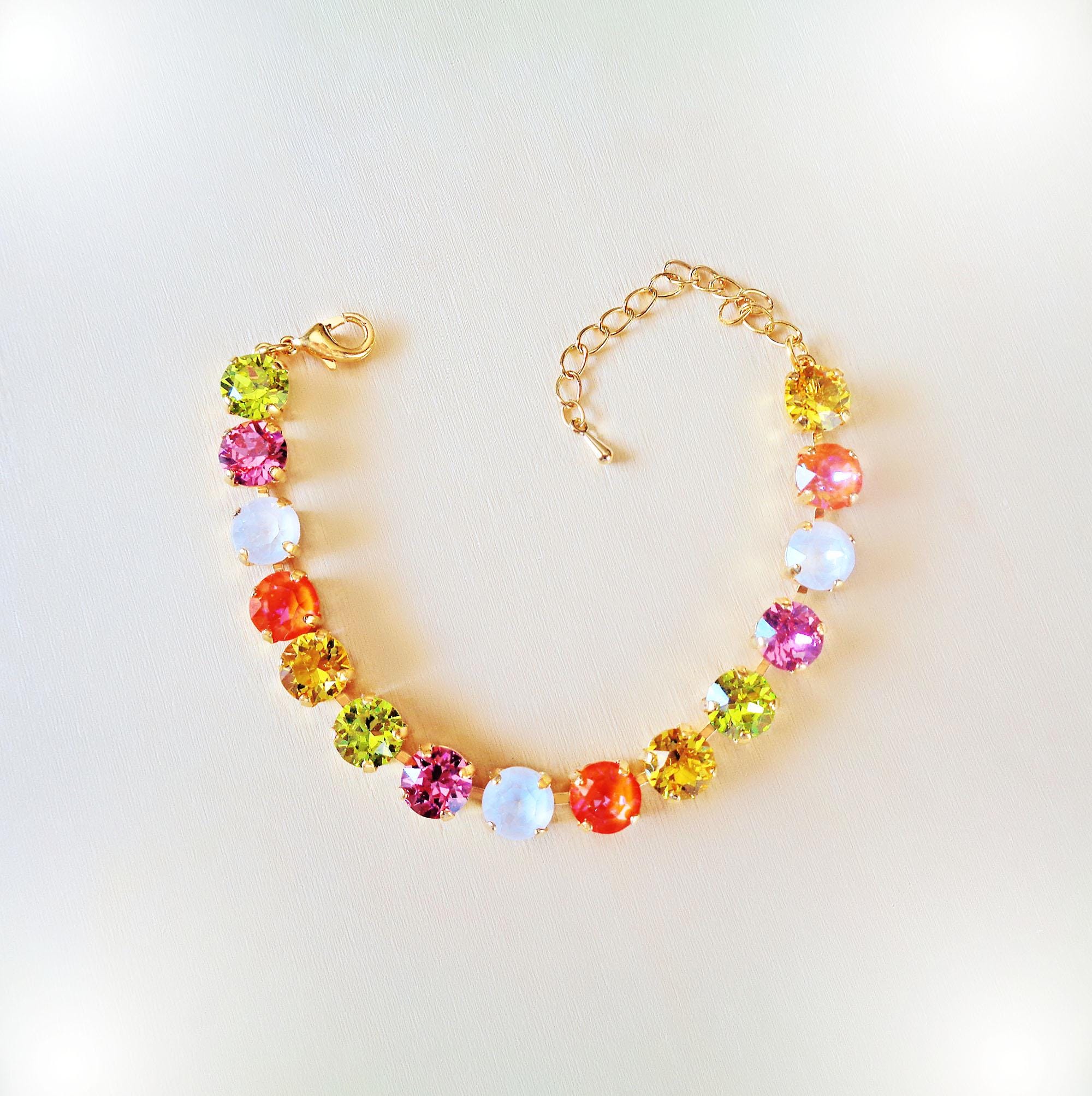 ZOE Austrian crystal tennis style bracelet multicolour,18k gold plated