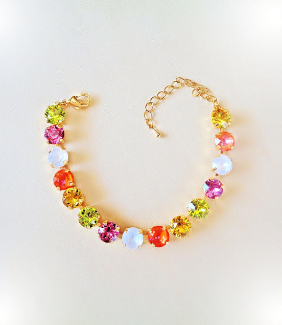 ZOE Austrian crystal tennis style bracelet multicolour,18k gold plated
