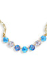 Crystal chain necklace light blue,clear crystal,yellow gold