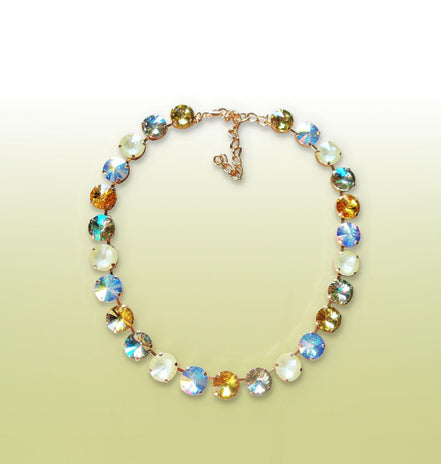 MILLER crystal rivoli tennis necklace yellow shades,yellow gold