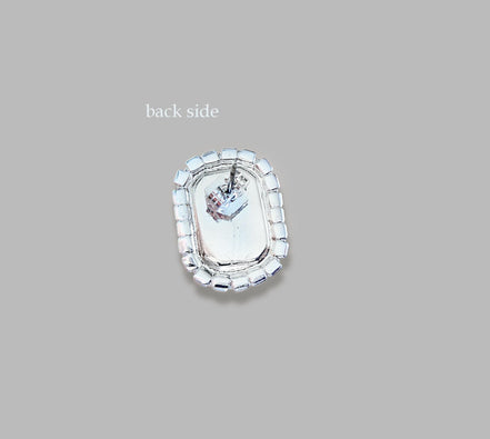 Crystal octagon halo stud  earrings clear crystal silver plated