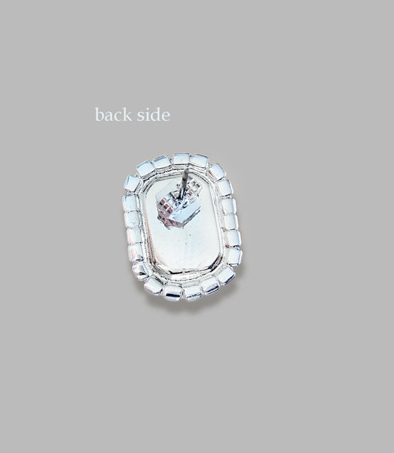 Crystal  halo stud earrings  tanzanite, aquamarine ,silver plated