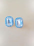 Crystal octagon halo stud  earrings clear crystal silver plated