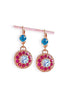 MICHELA crystal floral drop earrings  aquamarine, pink,rose gold