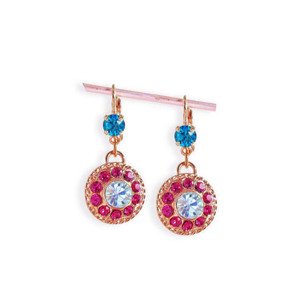 MICHELA crystal floral drop earrings  aquamarine, pink,rose gold
