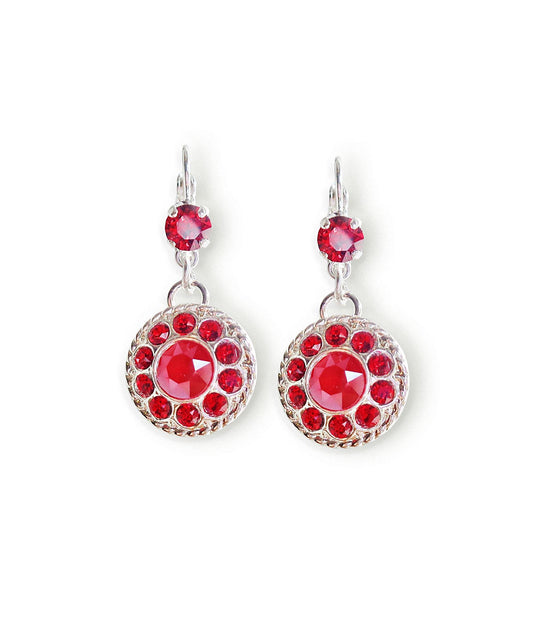 MARGOT, Crystal floral  drop earrings light siam,bright silver