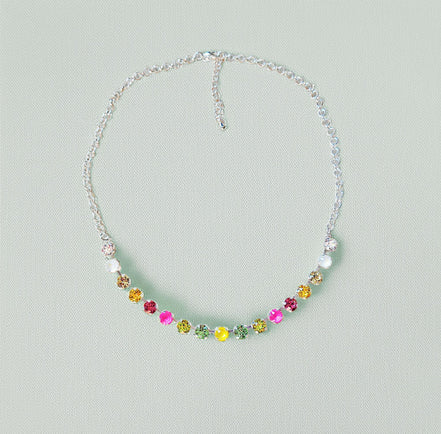 Austrian crystal chain necklace or bracelet ,multicolour, bright silver