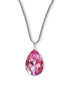 Large  crystal pear stone pendant necklace  light  pink,stainless steel chain