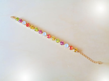 ZOE Austrian crystal tennis style bracelet multicolour,18k gold plated