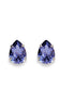 Crystal pear stud earrings dark purple,rhodium silver