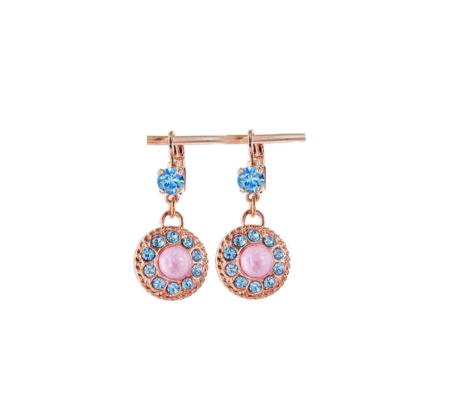 SYLVIA Crystal  floral dangle  drop earrings aquamarine,rose gold plated
