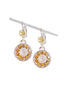 JULIA Crystal  floral dangle  drop earrings light topaz,white, silver plated