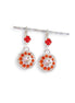 JUNE,crystal floral  drop earrings orange,clear crystal,bright silver