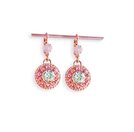 ASHLEY,  Crystal floral  drop earrings light rose,chrysolite,rose gold