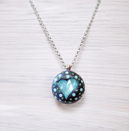 LULU,Crystal pendant necklace,mint green sweetheart