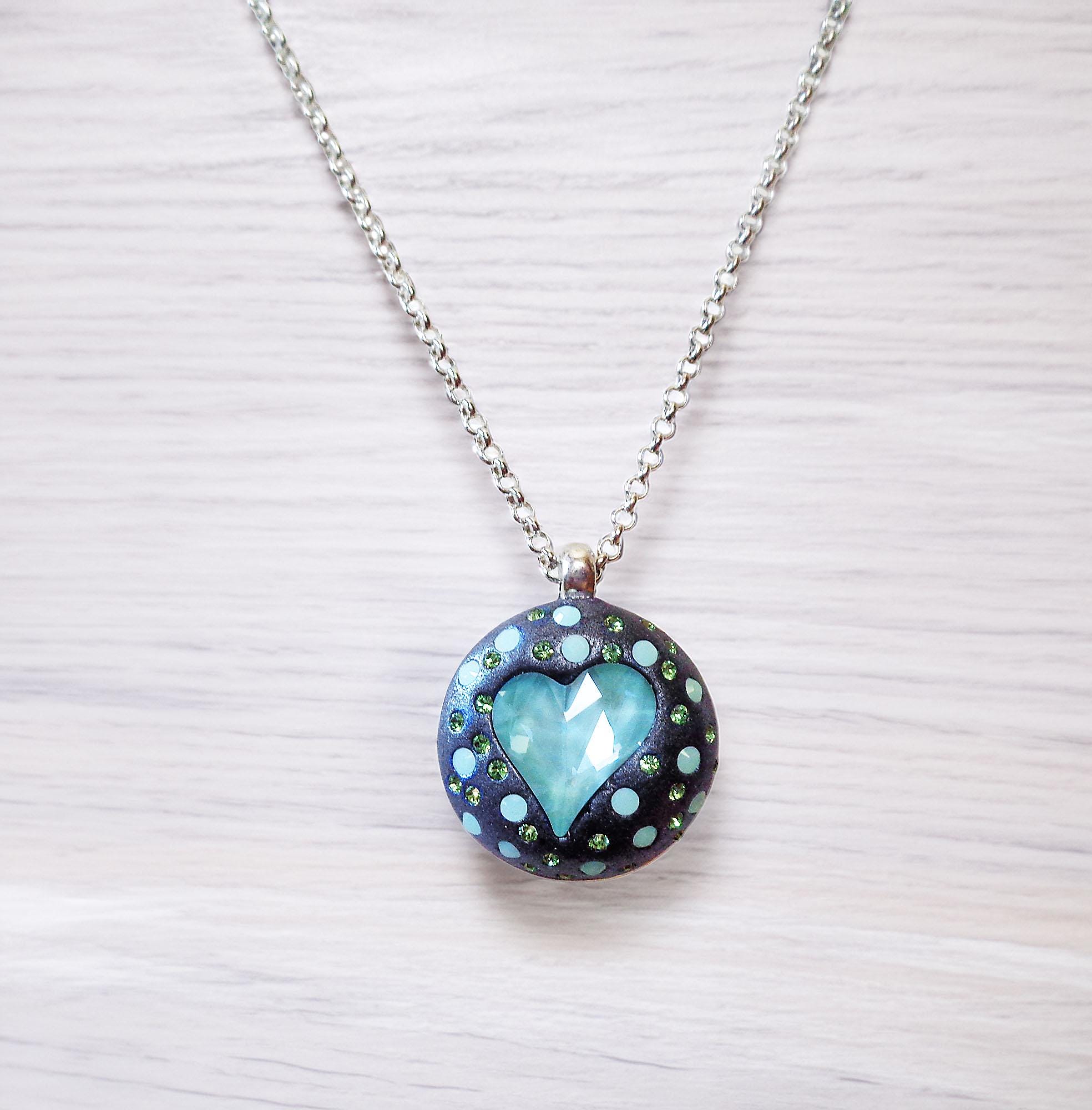 LULU,Crystal pendant necklace,mint green sweetheart