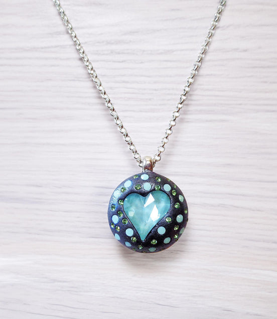 LULU,Crystal pendant necklace,mint green sweetheart