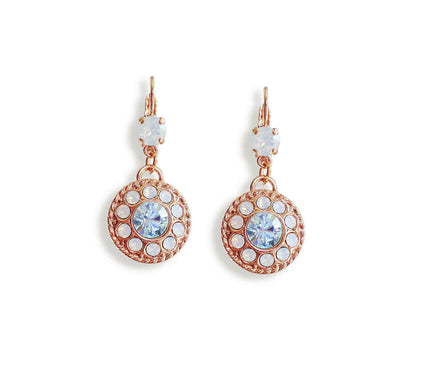 BLANCHE,Crystal  floral dangle  drop earrings white opal,rose gold plated