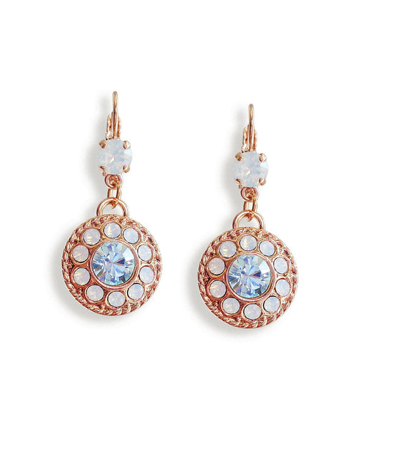 BLANCHE,Crystal  floral dangle  drop earrings white opal,rose gold plated